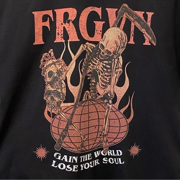 FRGVN Large T Shirt Mens Christian Skull Skeleton Gain The World Lose Your Soul - Picture 3 of 6